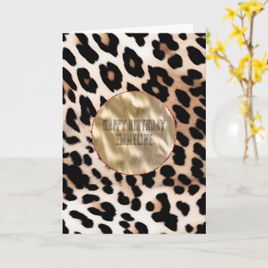 Carte Léopard noir crème (Fleur jaune)