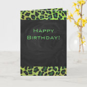 Carte Léopard noir et vert avec Monogramme (Fleur jaune)