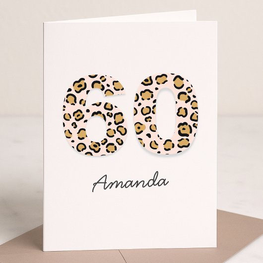 Carte Leopard Print 60 | Modern Cute Name 60th Birthday