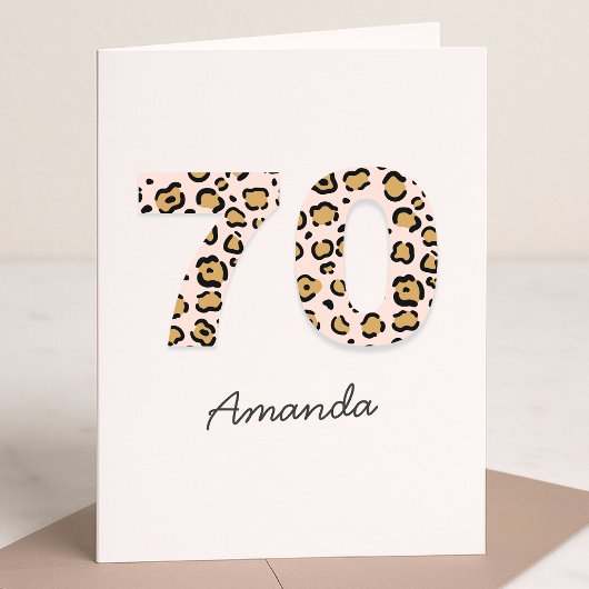 Carte Leopard Print 70 | Modern Cute Name 70th Birthday