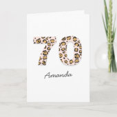 Carte Leopard Print 70 | Modern Cute Name 70th Birthday (Devant)