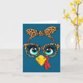 Carte Leopard Print Thanksgiving Funny Turkey Face Gles (Fleur jaune)