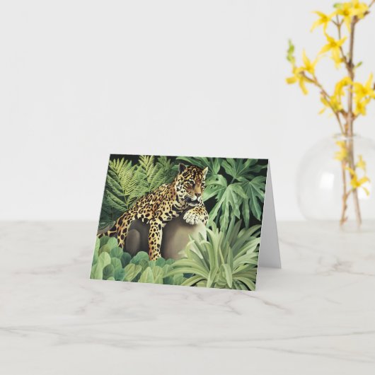 Carte "Léopard sur la roche " (Fleur jaune)