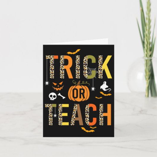 Carte Leopard Trick Ou Enseigner L'École D'Halloween Aut (Devant)