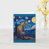 Carte Leopard - Van Gogh Style Starry Night Funny Graphi (Fleur jaune)