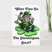 Carte Leprechaun Assis Sur Un Shamrock (Devant)
