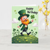 Carte Leprechaun Birthday Fun Card (Fleur jaune)