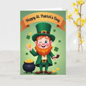 Carte Leprechaun Gold Coins Scene Card (Fleur jaune)