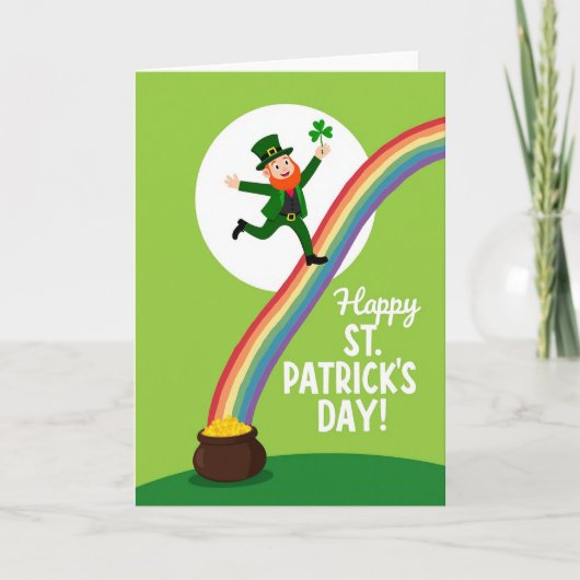 Carte Leprechaun Rainbow Faux Gold Foil Card (Devant)