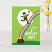 Carte Leprechaun Rainbow Faux Gold Foil Card (Fleur jaune)
