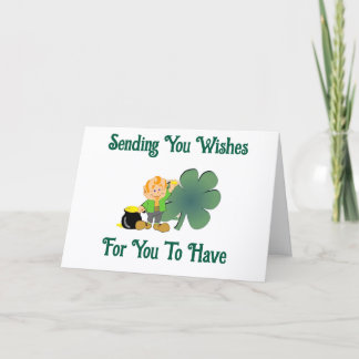 Carte Leprechaun With Gold Greeting Card
