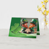 Carte Leprechauns St Patrick's Day text HGCO1 (Fleur jaune)