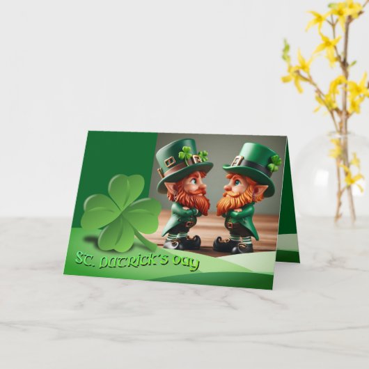 Carte Leprechauns St Patrick's Day text HGCO1 (Fleur jaune)