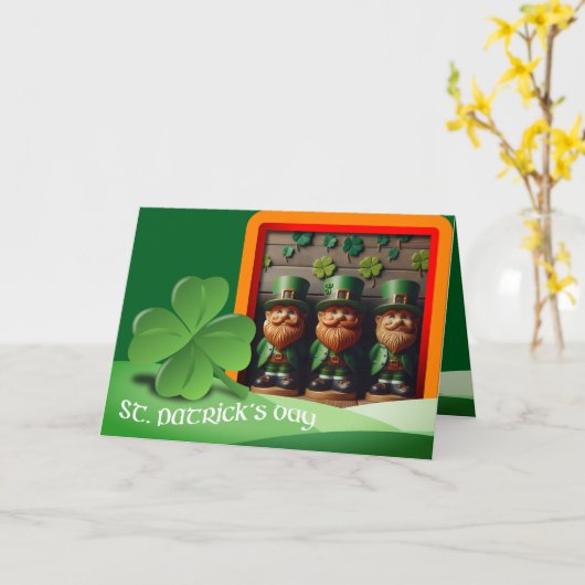 Carte Leprechauns Texte de la Saint Patrick + ajouter Ph (Fleur jaune)