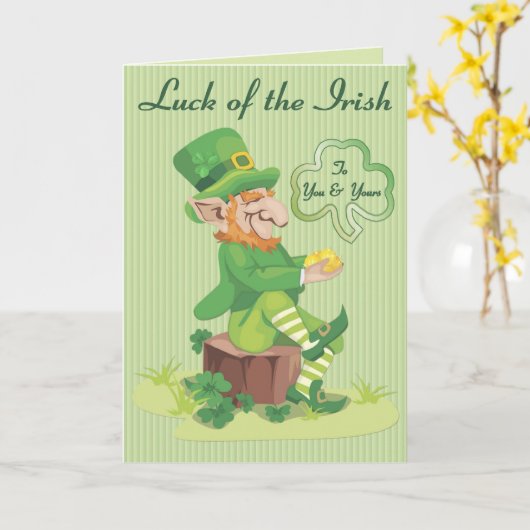 Carte Leprechauun Salutations (Fleur jaune)