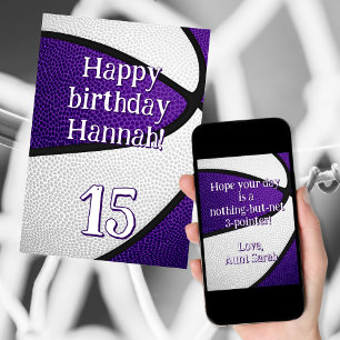 Carte L'équipe blanche violette colore les filles basket