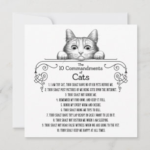 Carte Les 10 commandements des chats drôles