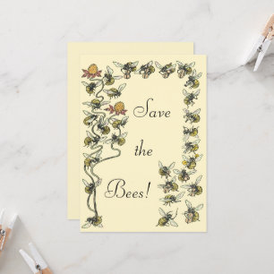 Carte Les abeilles vintages jouer de la musique Sauvez l