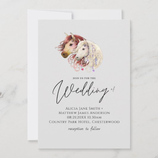 Carte Les amateurs de chevaux Mariage Modern Dreamy (Devant)