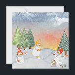 CARTE LES AMIS DE SNOWMAN & WOODLAND EN WONDERLAND HITER<br><div class="desc">Cette belle collection vibrante de dessins pour enfants, présente une variété de mignons bonhommes de neige et d'animaux dans une scène de neige hivernale.Sweet snowman ski et d'autres une lutte de boule de neige. Les arbres couverts de neige brillent de la neige légère du soleil brillant pendant que la neige...</div>