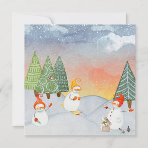 CARTE LES AMIS DE SNOWMAN & WOODLAND EN WONDERLAND HITER