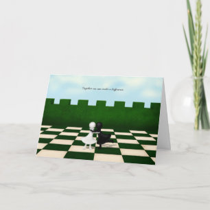 Carte Les amis interraciaux Chess Pawns Hug Personnalisé