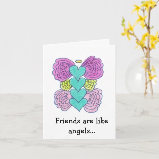 Carte Les amis sont comme des anges (Fleur jaune)