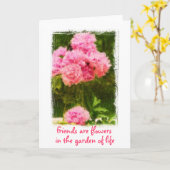 Carte Les amis sont Fleurs Citation Peony Card (Fleur jaune)