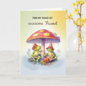 Carte Les Amis Soutiennent Les Cutes Frog Sous Les Champ (Fleur jaune)