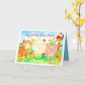 Carte Les animaux de ferme Joyeux anniversaire (Fleur jaune)