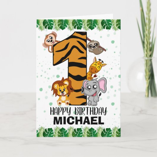 Carte Les animaux de la jungle sauvage de Cute One (Devant)