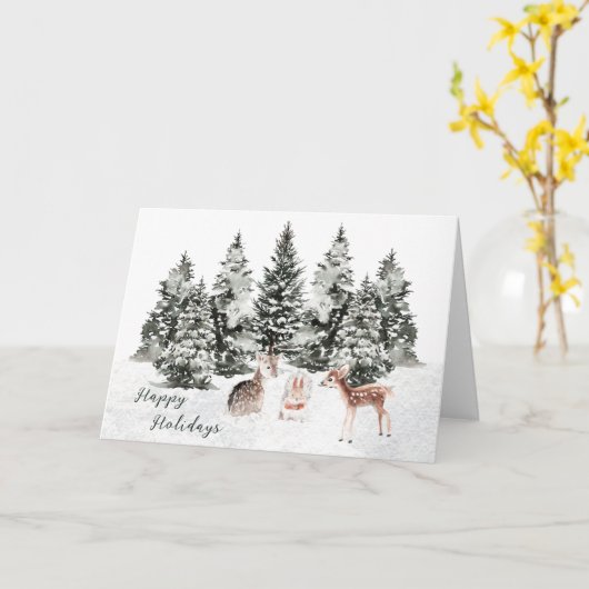 Carte Les animaux de Noël Pine Forest (Fleur jaune)