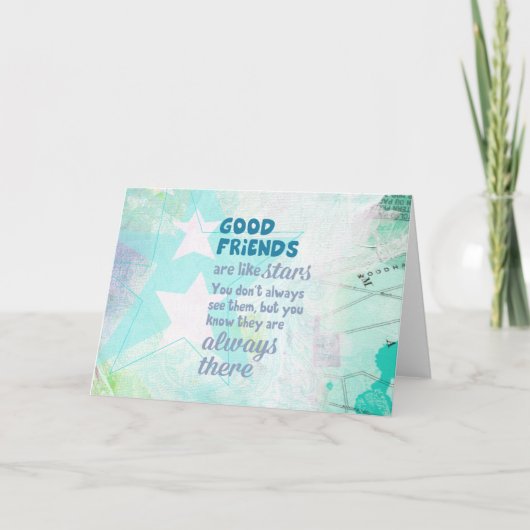 Carte Les bons amis sont comme des étoiles (Devant)