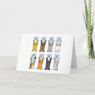 Carte Les câlins ici de mignons chats en dessin