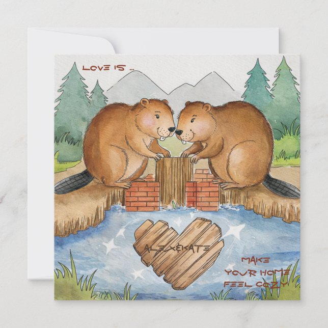 Carte Les castors en amour (Devant)