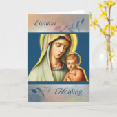 Carte Les catholiques se sentent mieux avec Marie tenant (Fleur jaune)