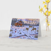 Carte Les Cerfs Cabines D'Hiver Sur La Scène De Noël De (Fleur jaune)