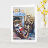 Carte Les chatons au berceau (Fleur jaune)