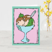 Carte Les chatons et la crème glacée Félicitations pour (Fleur jaune)