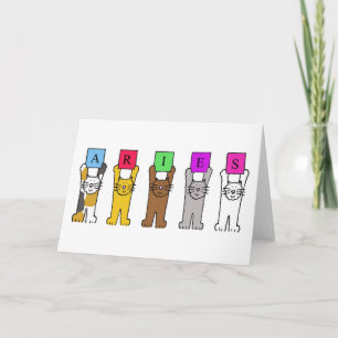 Carte Les chats-caricatures d'anniversaire de Aries