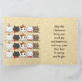 Carte Les chats de Noël adorables font face à Noël hiver (Intérieur)