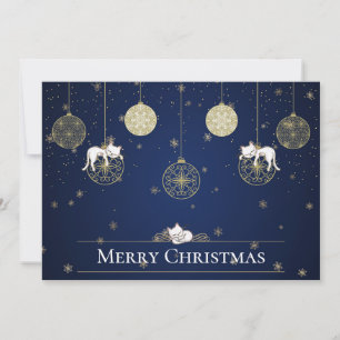 Carte Les chats dorment sur les ornements de Noël d'or