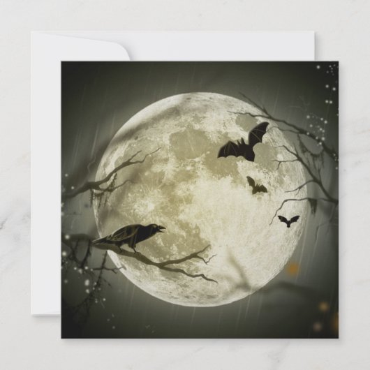 Carte Les chauves-souris sur la lune à l'Halloween (Devant)