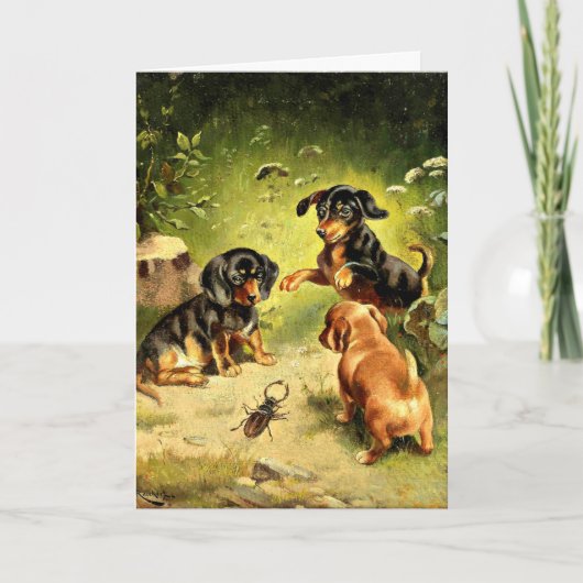 Carte Les chiots de Dachshund en jeu (Devant)