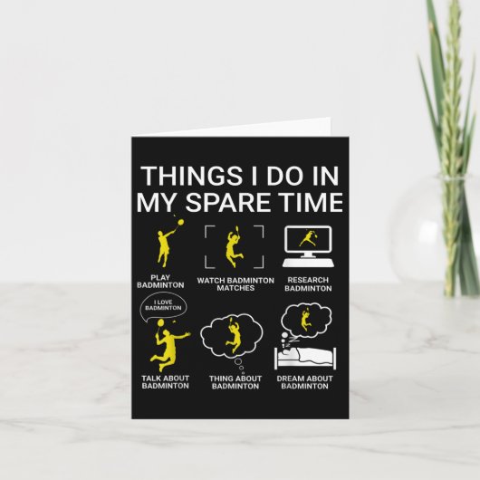 Carte Les Choses Que Je Fais Dans Mon Badminton De Temps (Devant)