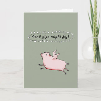Carte Les Cochons Pourraient Voler, Le Cochon Rose Avec