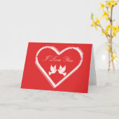 Carte Les coeurs et les colombes aiment (Fleur jaune)