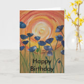 Carte les copies des minky, joyeux anniversaire (Fleur jaune)