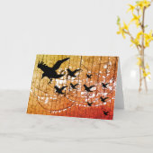 Carte Les Corbeaux d'Halloween volent à travers le châte (Fleur jaune)