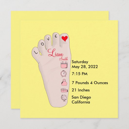 Carte Les détails de Birth Stats (Devant / Derrière)